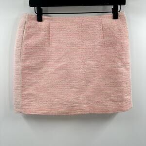 Aritzia Wilfred Pale Pink Preppy Exposed Zipper Tweed Mini Skirt Size 6